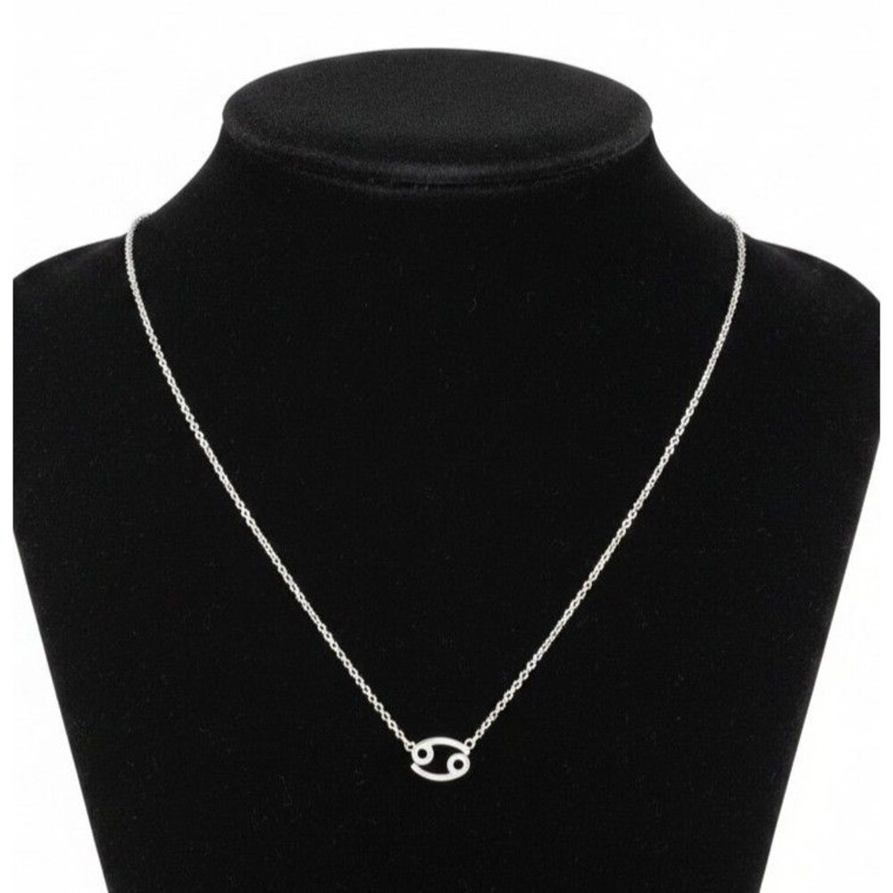 Sterling Silver Cancer Zodiac Sign July Necklace Two Interlocking 6 Shapes 18"